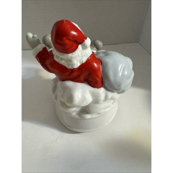 Vintage Handcrafted Musical Spinning Santa With Toy Bag E5 - Picture 3 of 11